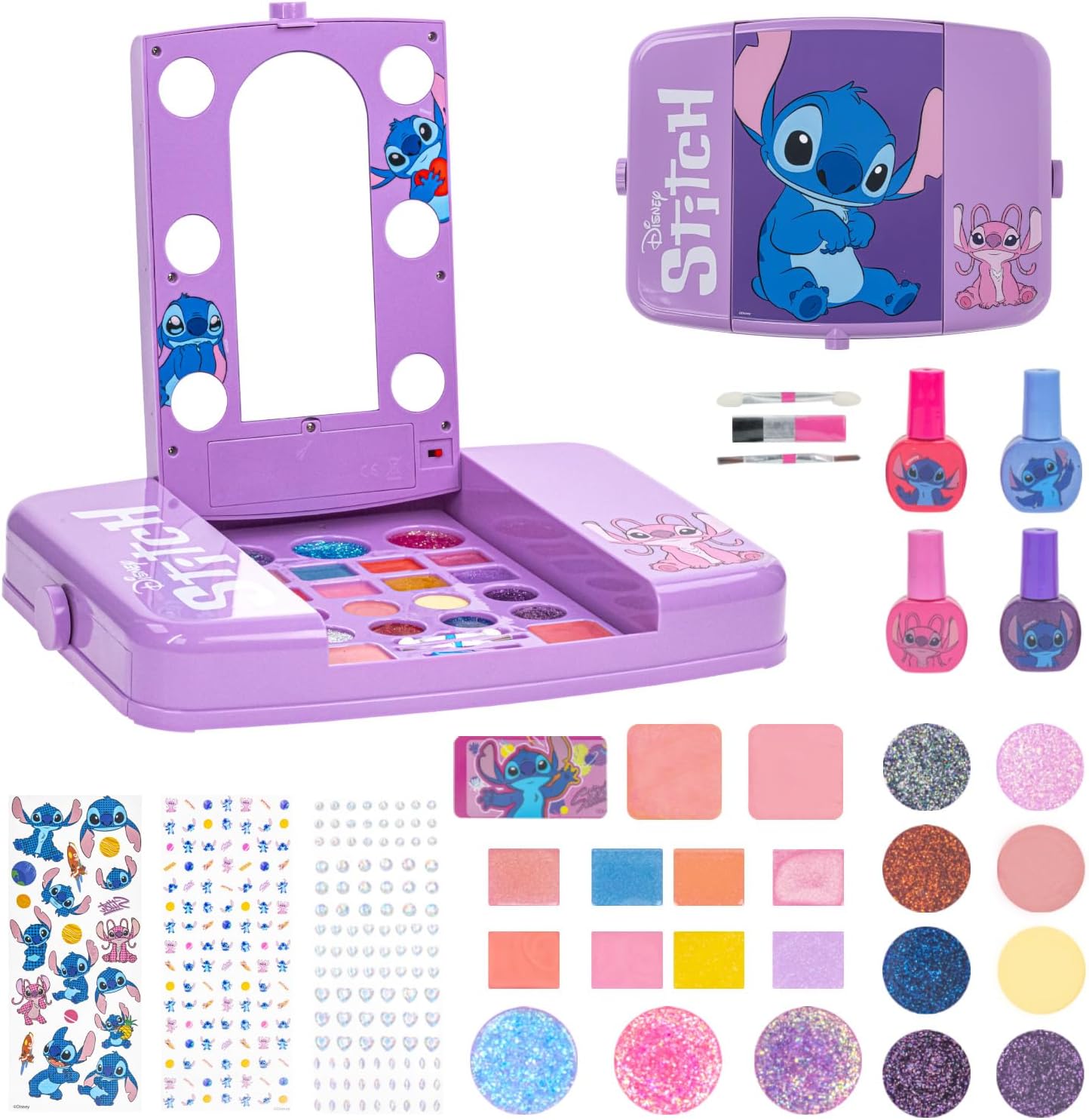 Detalle de Townley Girl Stitch – zestaw kosmetyczny z podświetlanym lusterkiem i lakierami