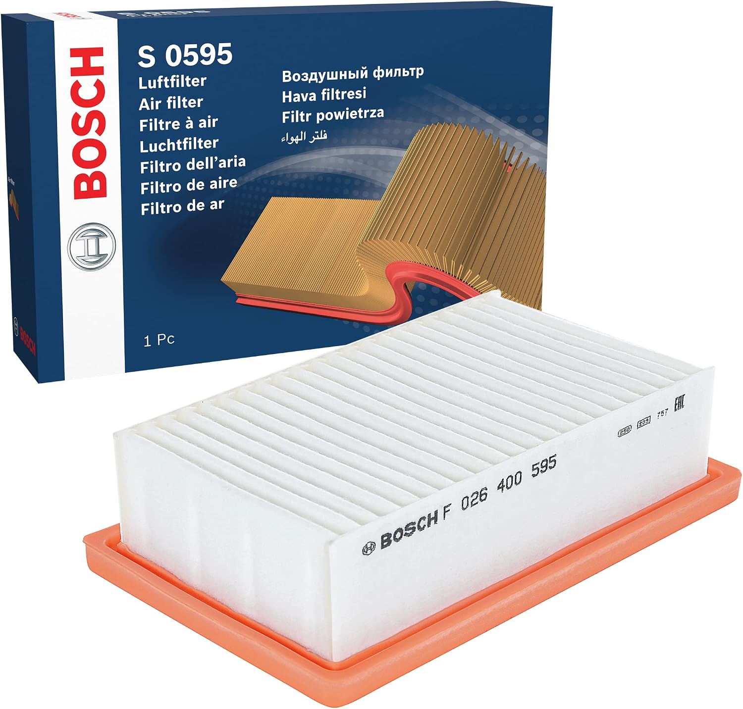 Detalle de Bosch Filtro Aria per Auto S0595 - Filtro affidabile per trattenere particelle solide e resiste all’umidità