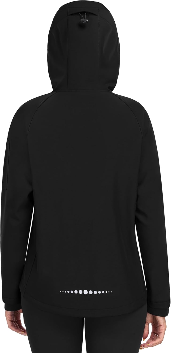 Detalle de MoFiz Fleece-Lined Softshell Jacket for Women, Hooded with 5 Pockets