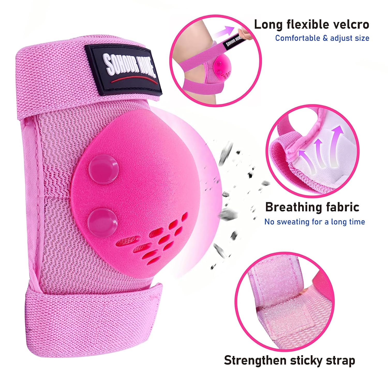 Detalle de SOHOUR HOME Kids Knee Pads, Elbow Pads & Wrist Guards 3-in-1 Protective Set