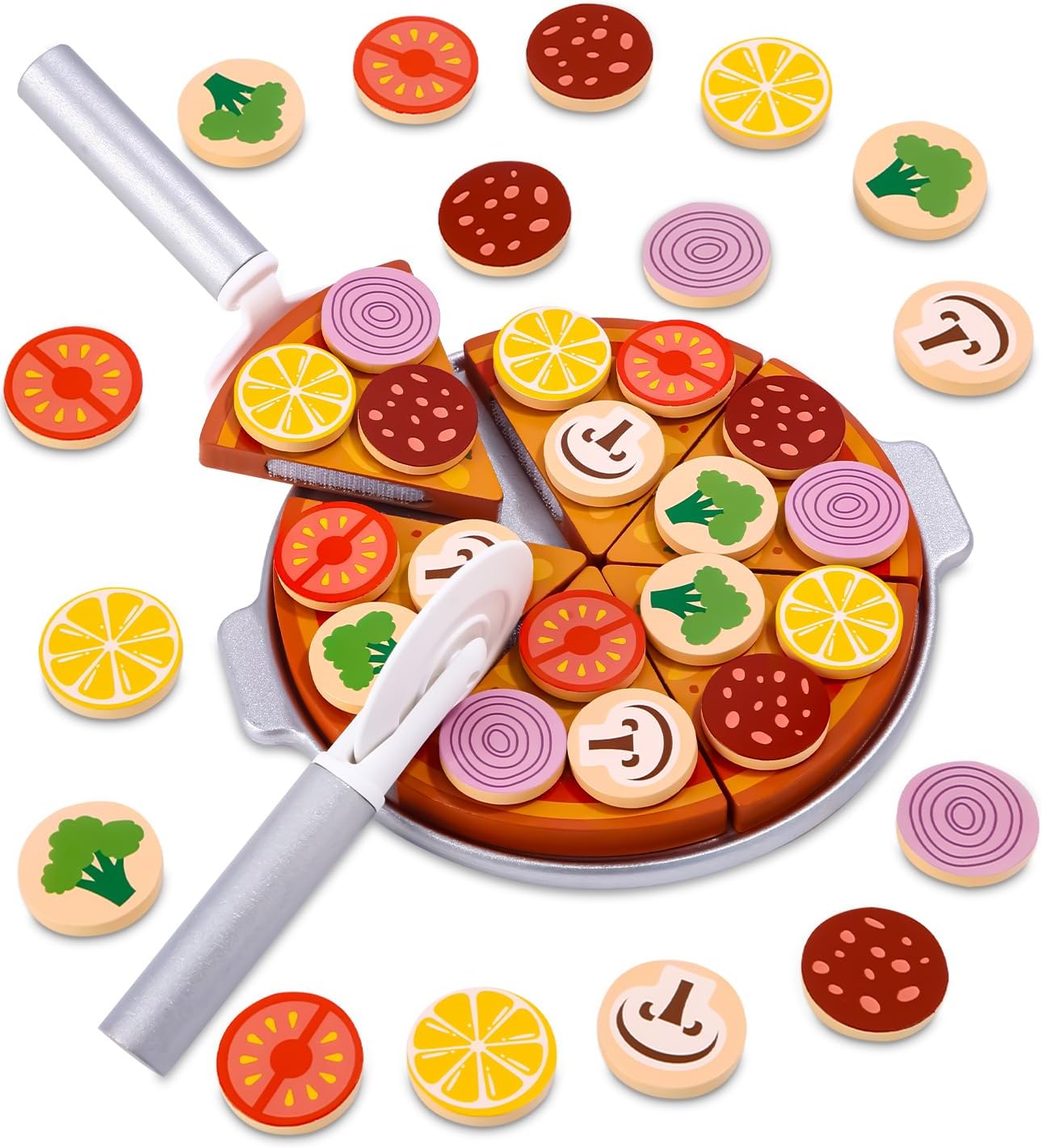 Pizza-Set aus Holz für Kinder 27 Teile