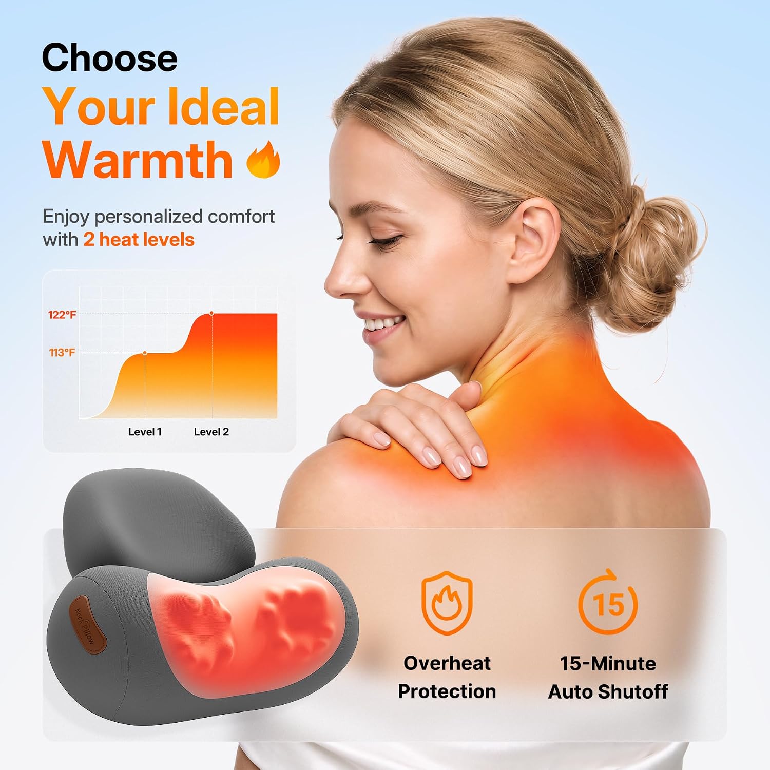 Detalle 2 de Shiatsu Neck Massager Pillow, Cordless
