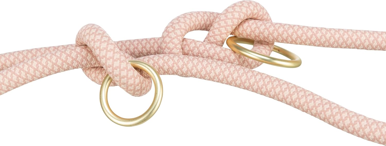 Detalle de TRIXIE Laisse V Soft Rope M-L, 2 m / 10 mm, Rose – Laisse réglable en corde tressée pour chiens moyens et grands