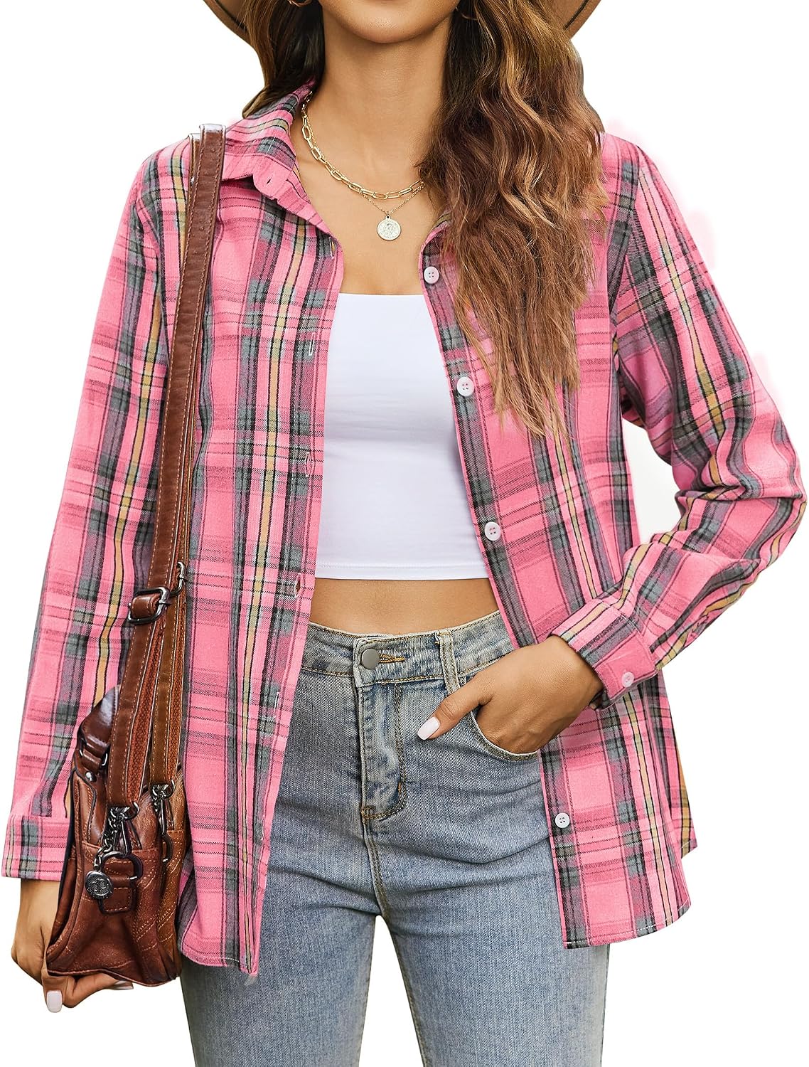 Detalle de Zeagoo Women's Flannel Shirt, Cotton Blend