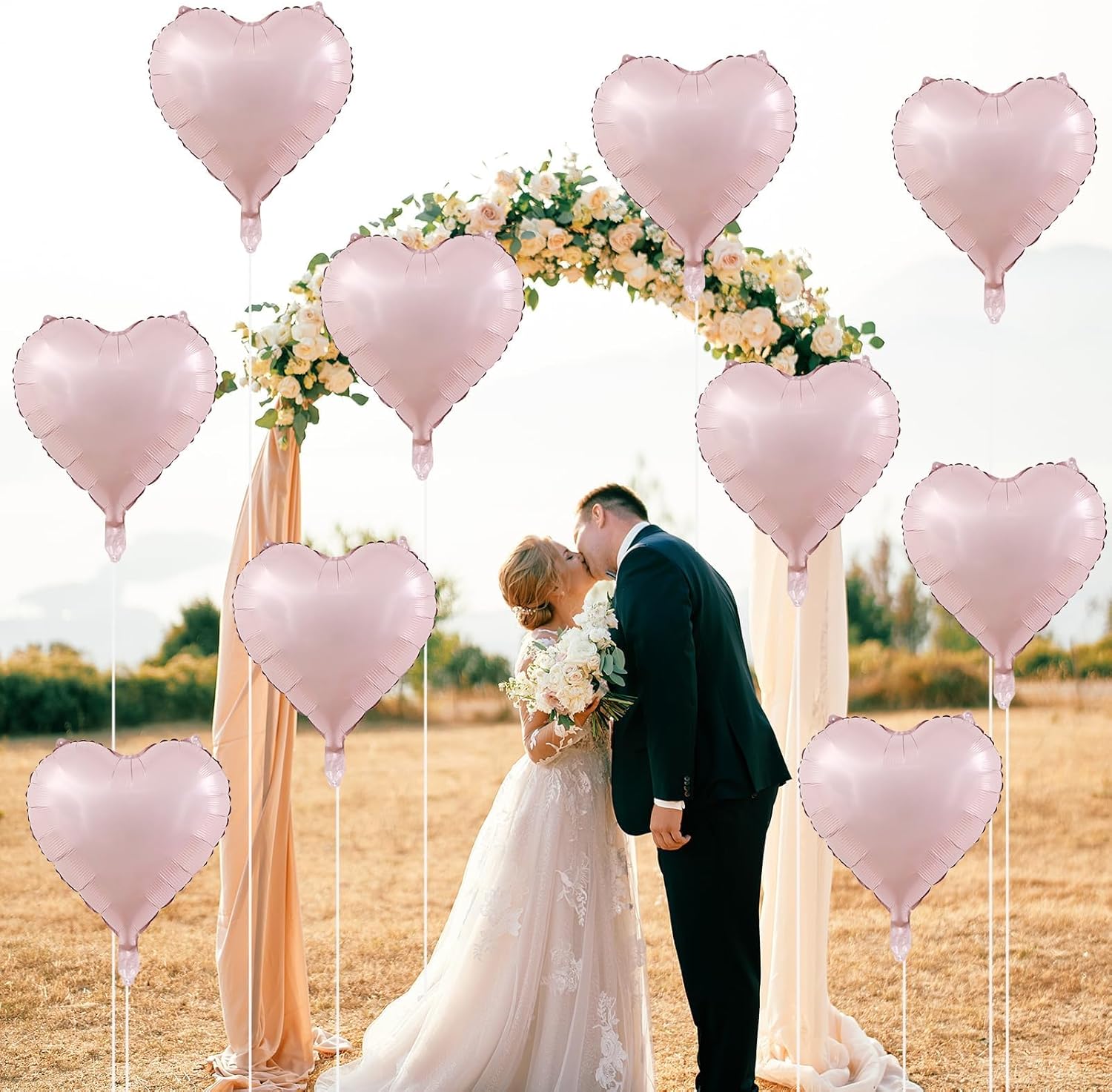 Thumbnail 6 de Baby Pink Heart Balloons, 18 Inch Pink Heart Foil Balloons – 12Pcs