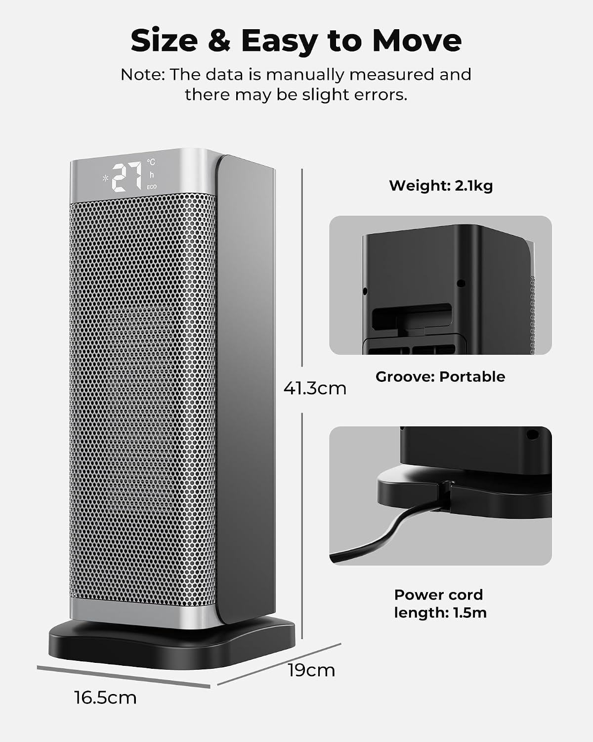 Thumbnail 6 de Electric Heater 2000W Portable Fan Heater