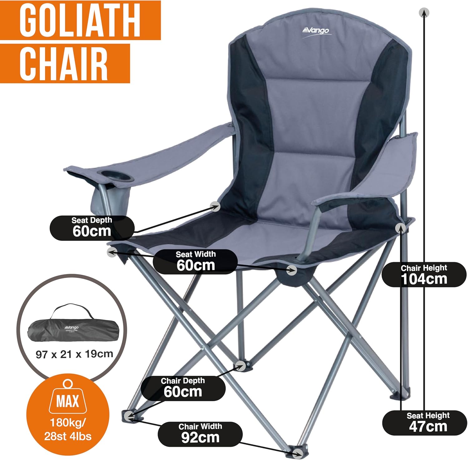 Thumbnail 6 de Vango Goliath X-Large Padded Camping Chair for Adults (Amazon Exclusive)