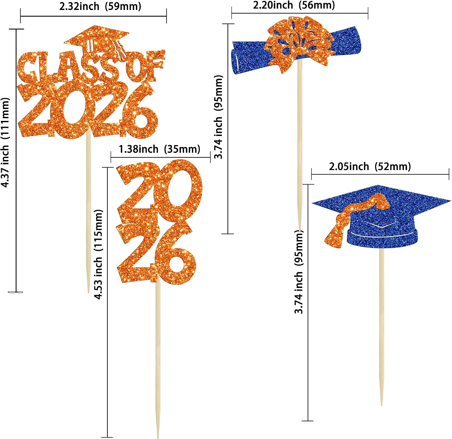 Detalle 2 de Ephlyn Graduation Cupcake Toppers, 36-Piece Set