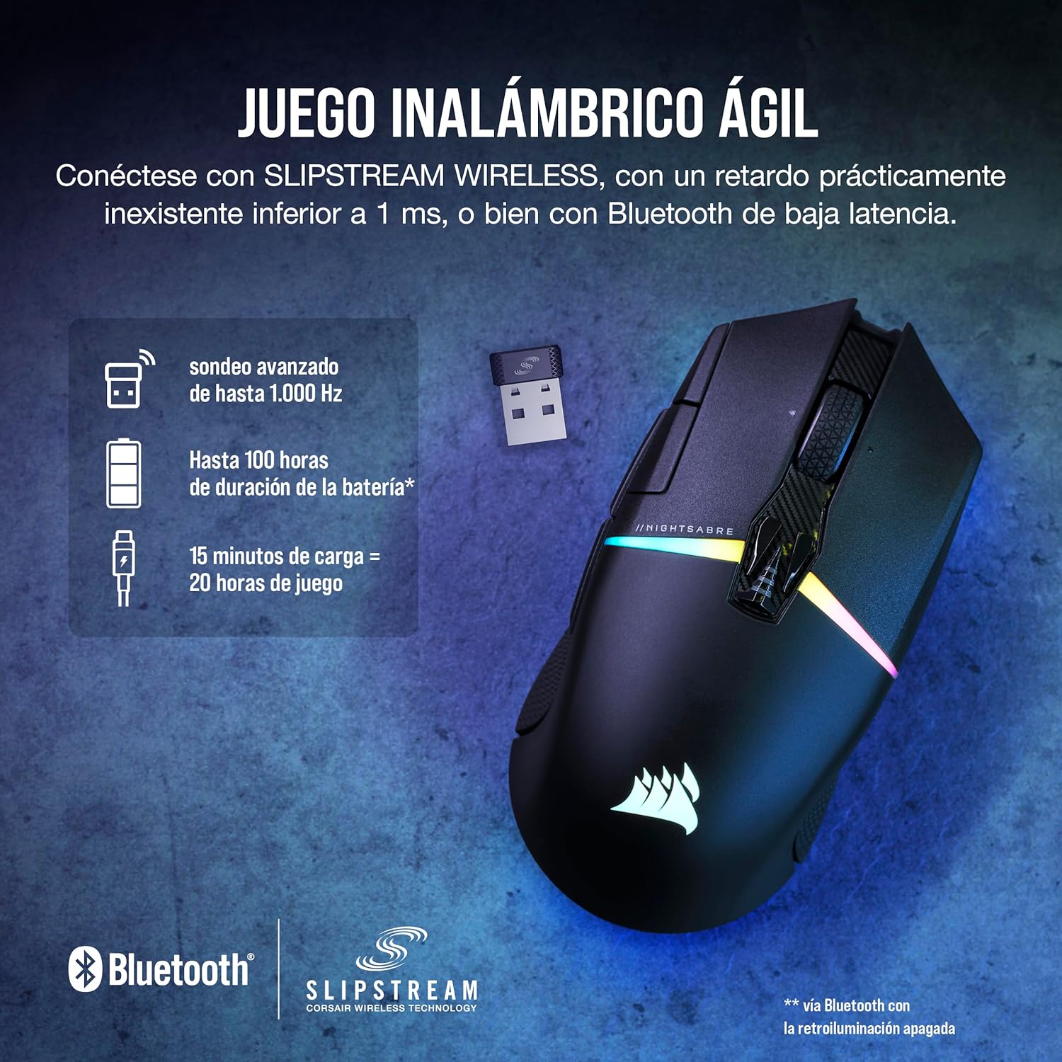 Thumbnail 5 de Corsair NIGHTSABRE WIRELESS RGB Ratón Gamer 26,000 DPI
