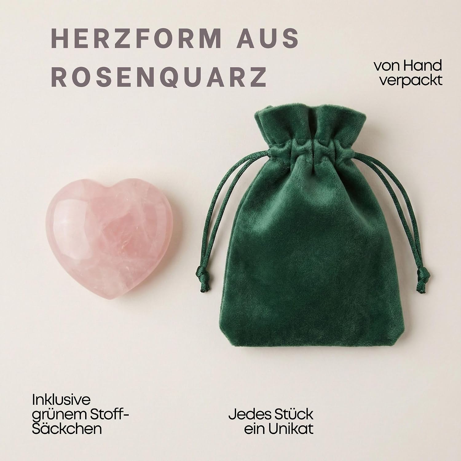 Thumbnail 3 de Milaboo 1 Rose Quartz Gemstone Heart, 4 cm Natural Stone Worry Stone