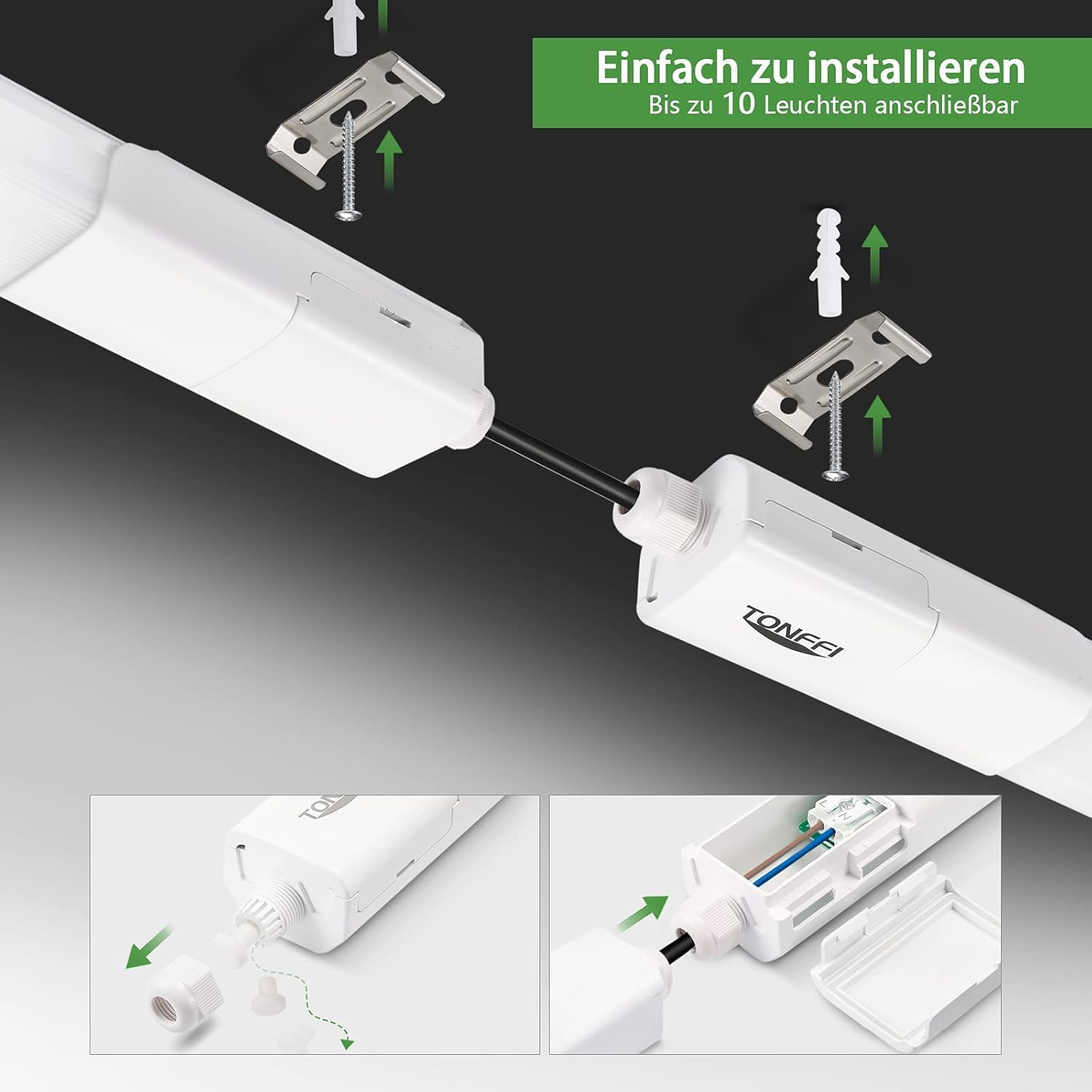 Thumbnail 6 de TONFFI LED Feuchtraumleuchte 115 cm – 36W, 4100 lm, 4000K Neutralweiß, IP65, verknüpfbar