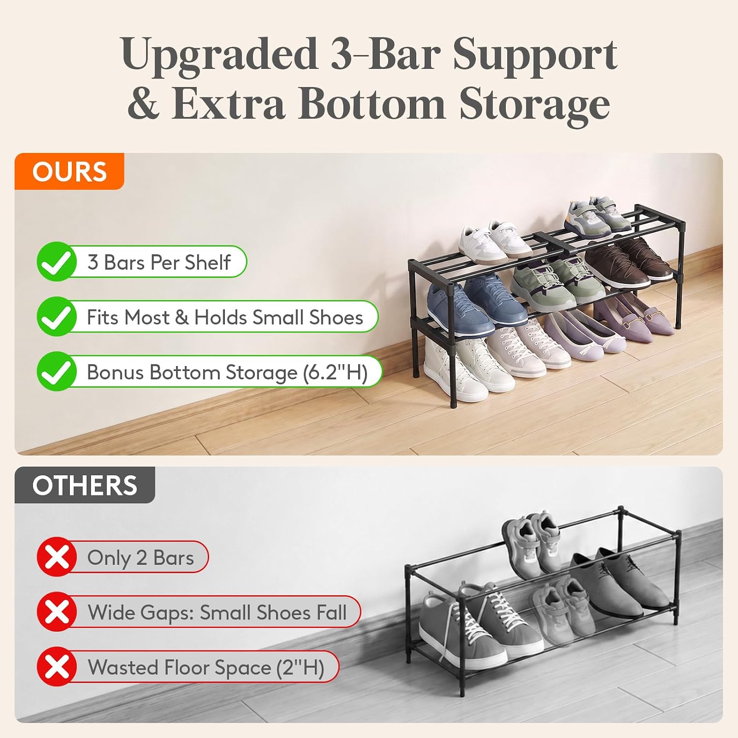 Thumbnail 6 de Lifewit 26053 Expandable 2-Tier Shoe Rack, Tool-Free Setup, 16.7–31-Inch