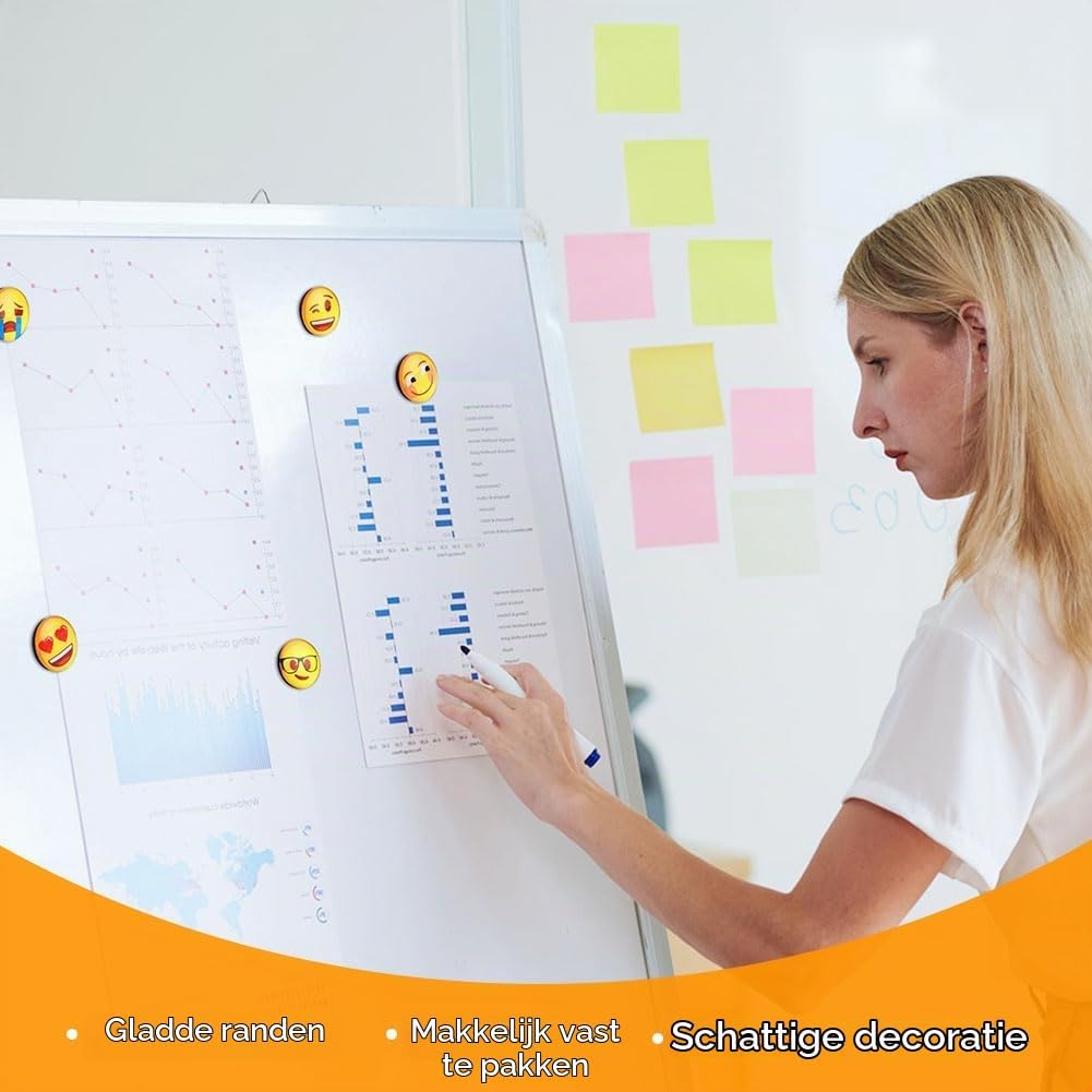 Detalle 1 de AUAUY M1-3860081 emoji-koelkastmagneten, 30 glazen smileys