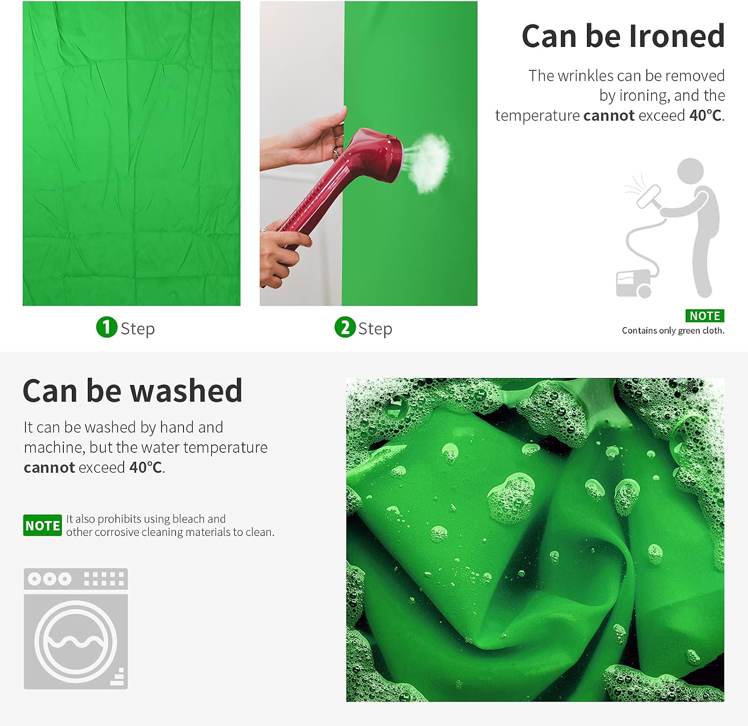 Detalle de Neewer 10 x 12FT / 3 x 3.6M PRO muslin collapsible backdrop (background only) – green