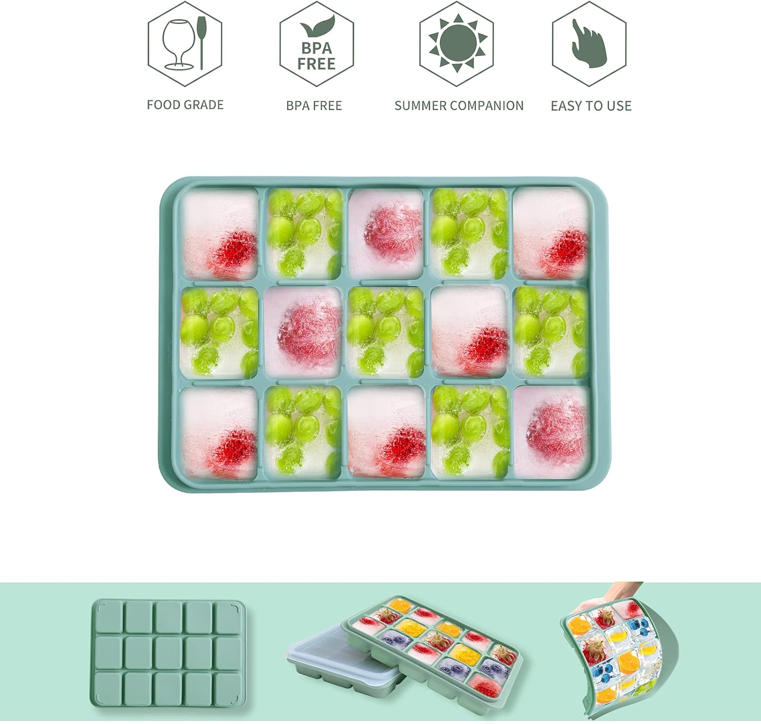 Thumbnail 2 de BAMBOO GREEN Ice Cube Trays 15-count 🍧