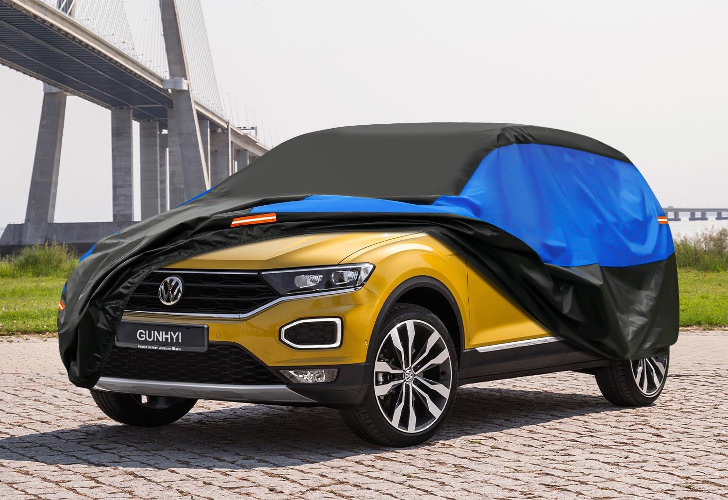 Detalle de GUNHYI Telo Copriauto Impermeabile e Traspirante per VW T-Roc e Tiguan – Nero Blu