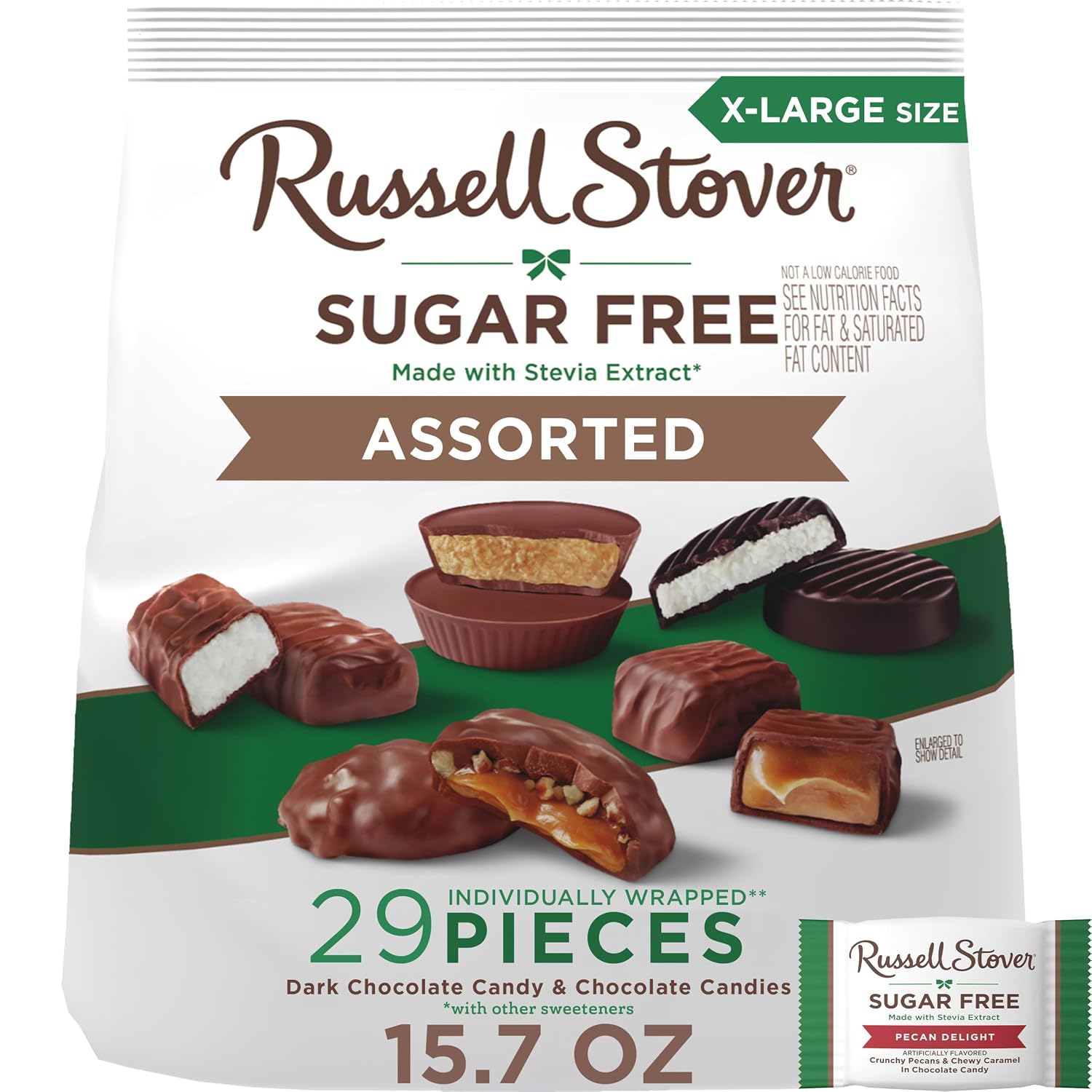 Detalle de Russell Stover 10002754 Sugar Free Assorted Chocolate Candy, 15.7 oz Bag