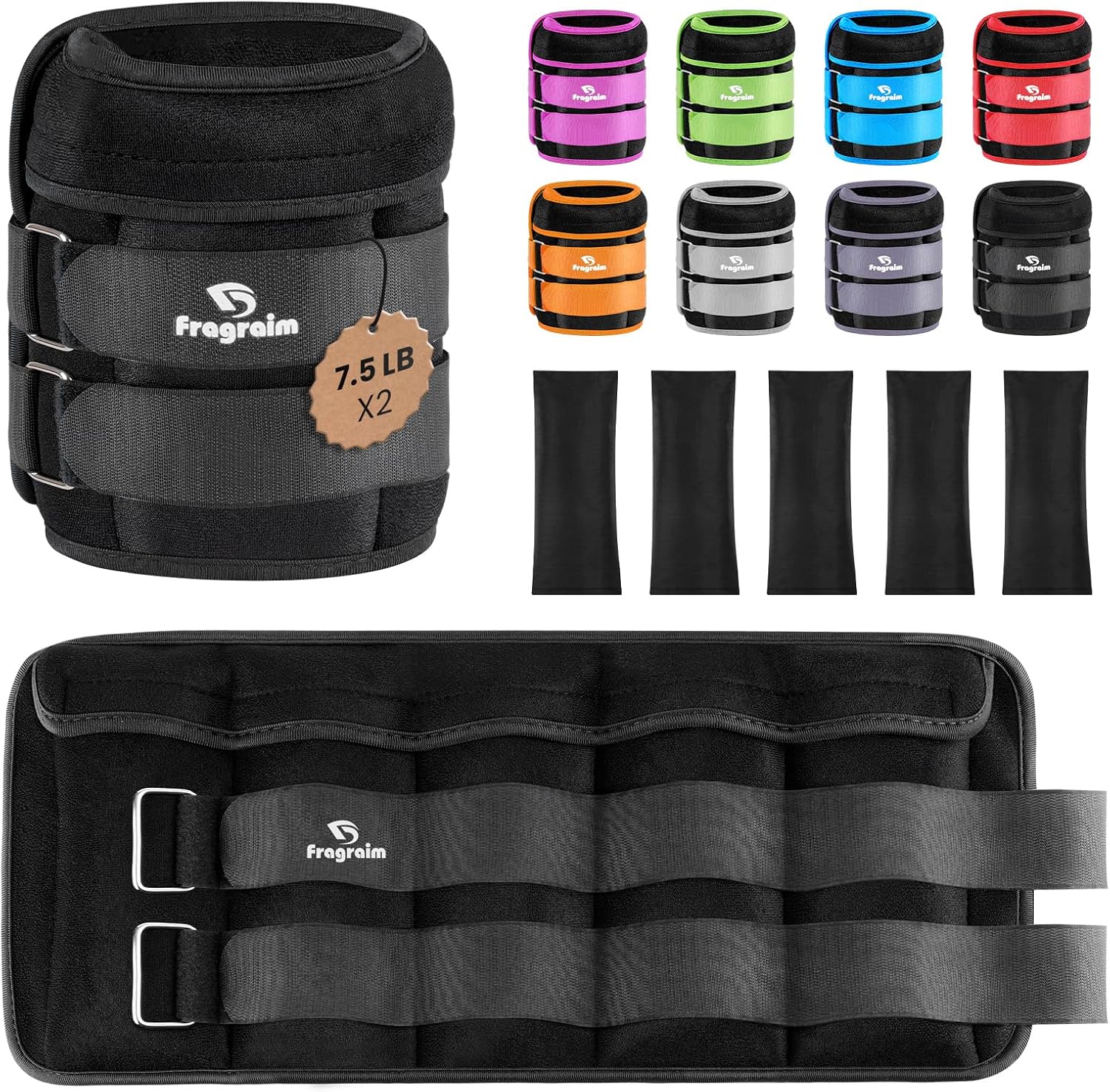 Detalle de Fragraim adjust-weight-0011to15lbblackfbajp Adjustable Ankle Weights, 15 lb Pair