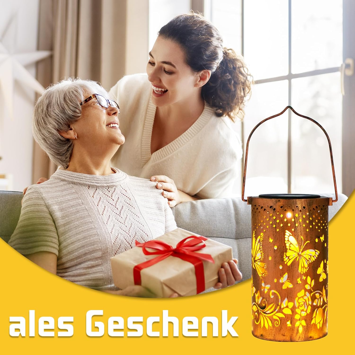 Thumbnail 2 de Solar Laternen Outdoor Hängelaternen mit Schmetterling-Motiv (wasserdicht, LED) – Deko für Garten, Terrasse & Weg