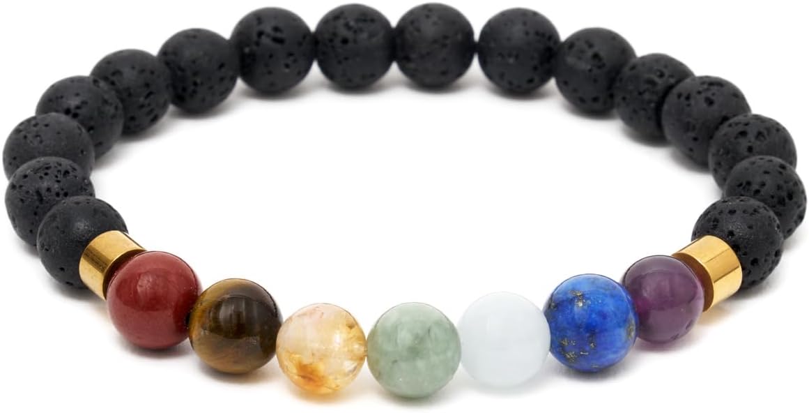 Thumbnail 6 de BERGERLIN 7 Chakra Armband mit Naturstein-Perlen & Lavastein – geprüft in Deutschland, mit Echtheitszertifikat