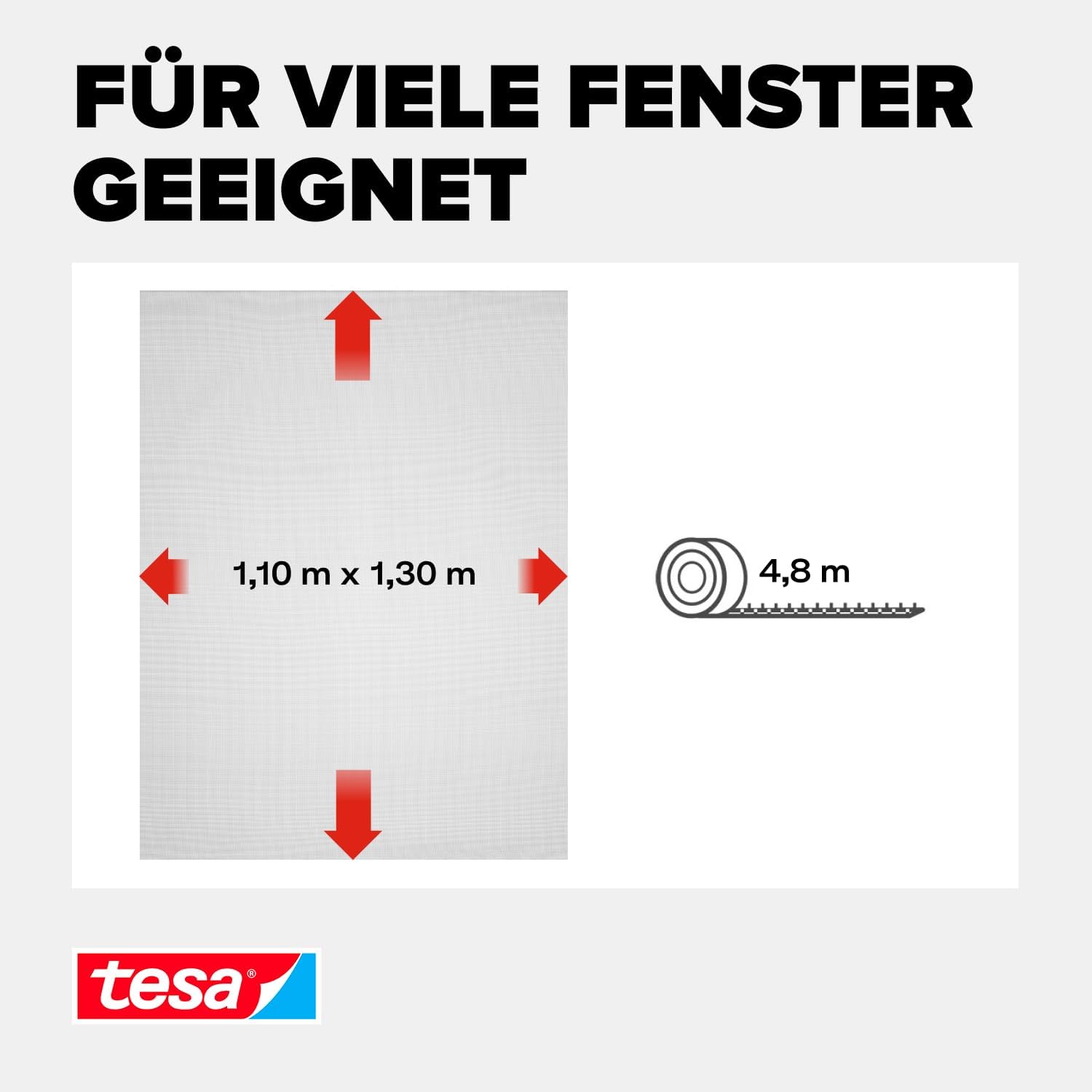 Detalle de tesa Insect Stop Klett Fliegengitter für Fenster (110 x 130 cm, anthrazit) – zuschneidbar ohne Bohren