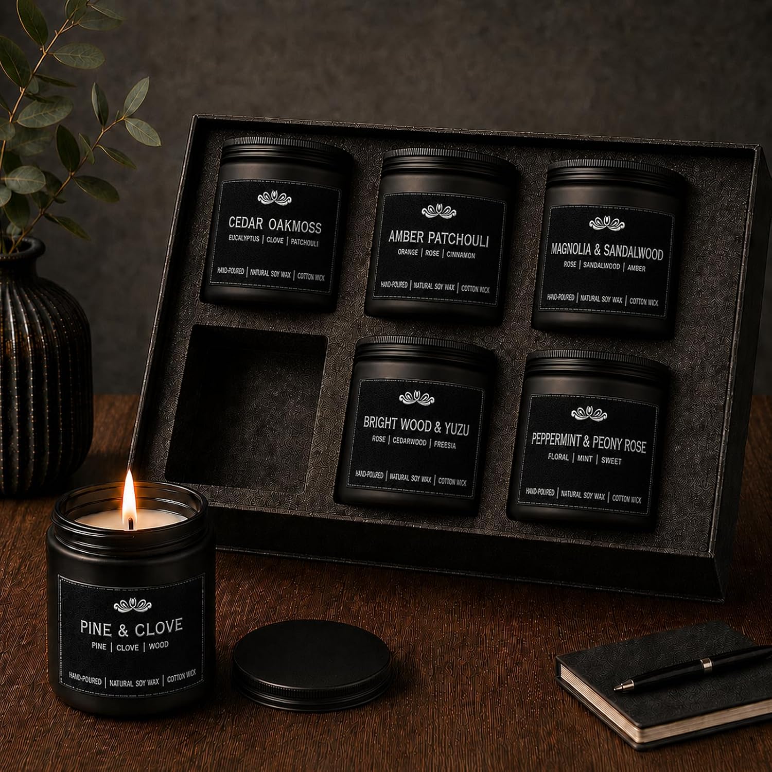 Detalle de 6 Pack Candles for Home: Scented Aromatherapy Gift Set for Men