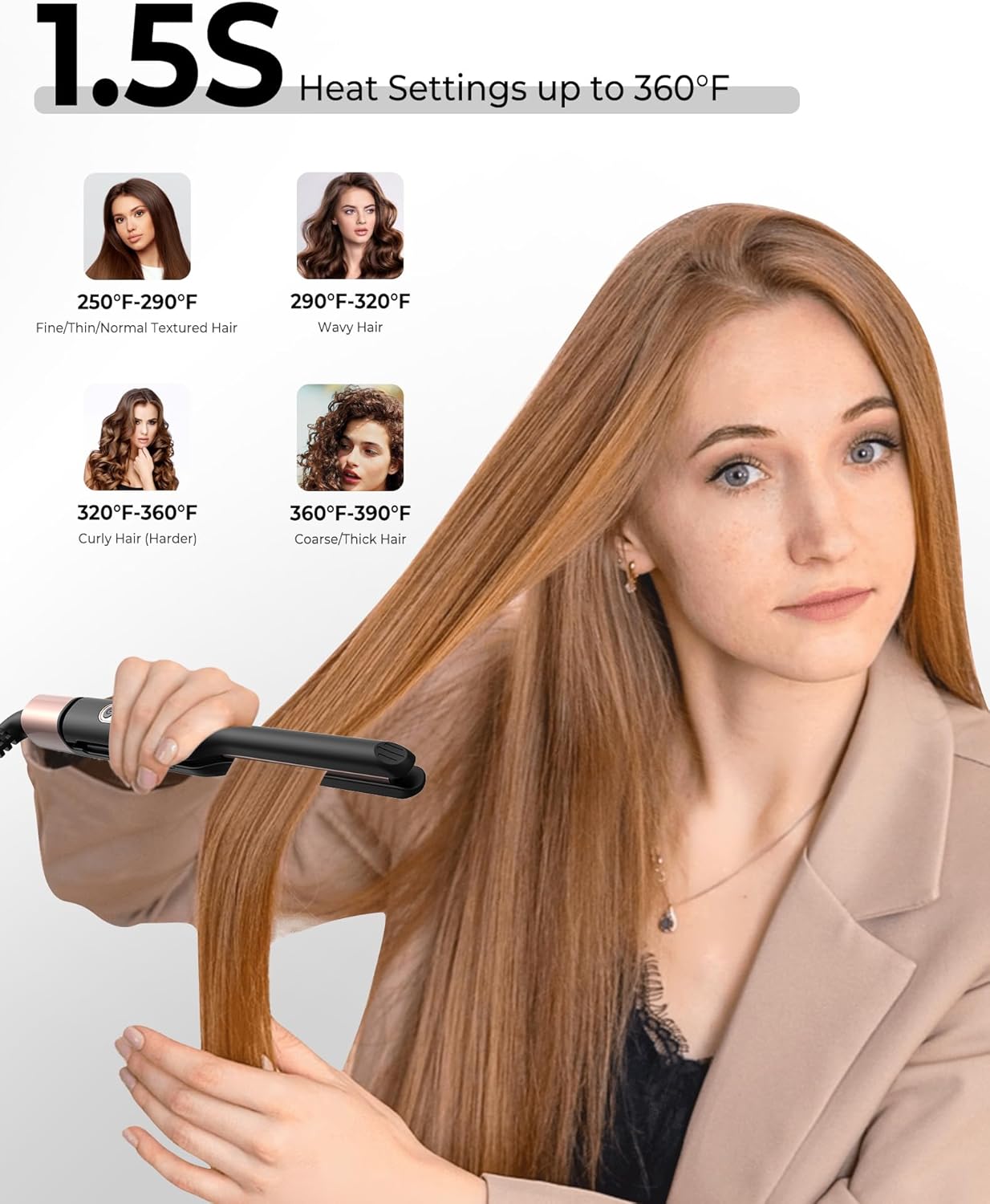 Detalle de UMIGA Mini Pencil Hair Straightener: 2-in-1 Travel Styler for Hair and Beards