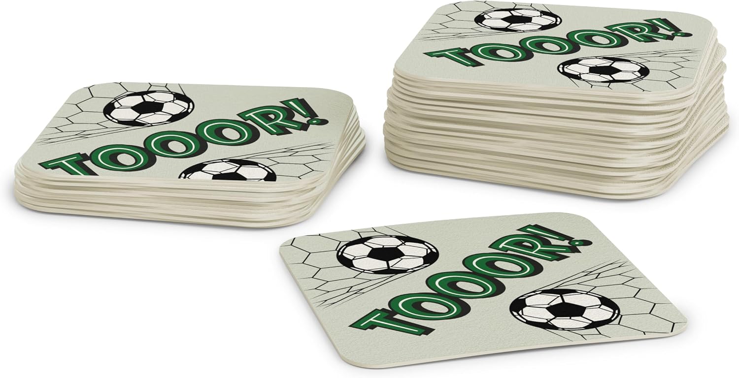 Detalle de FLYERALARM BD-Tor kartonnen onderzetters, 50 stuks met voetbalmotief