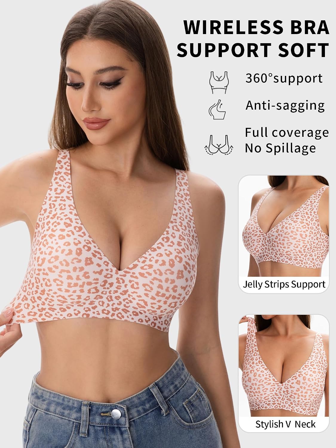 Detalle 2 de ViShawtek Jelly Bras for Women: Wireless Gel Plunge Bralette with Seamless Comfort