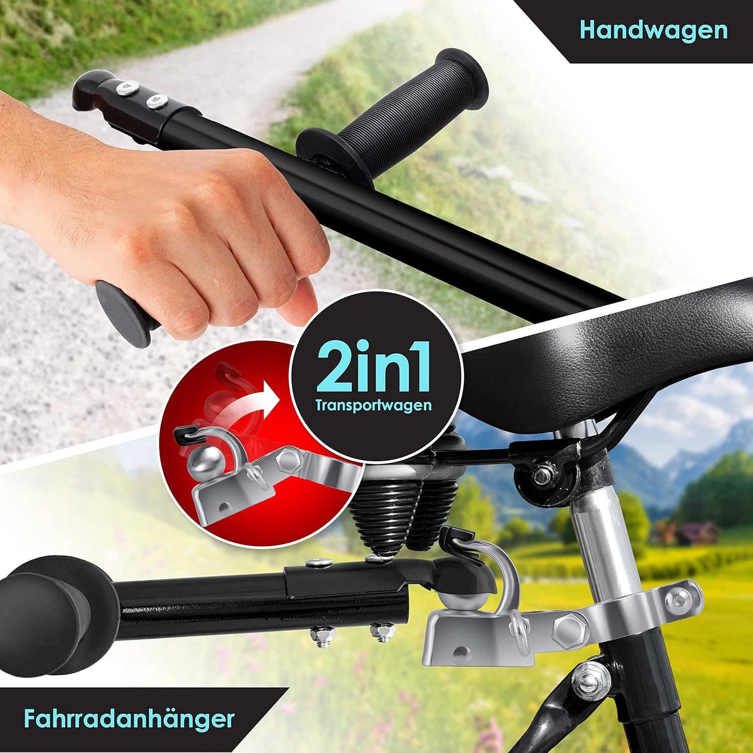 Thumbnail 2 de KESSER Fahrradanhänger/Lastenanhänger mit Kupplung, Hochdeichsel und 70-Liter-Transportbox für 2 Getränkekisten
