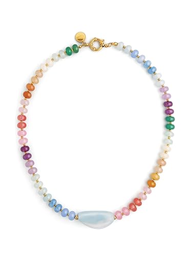 Detalle de SINGULARU Collar Mujer Gummy Stones | Acero bañado en oro 18kt y cerámica azul