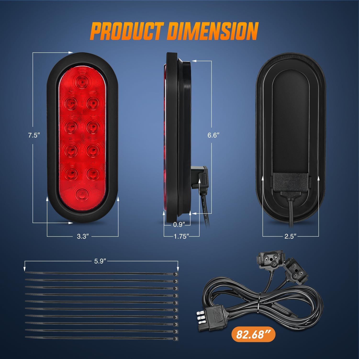 Thumbnail 2 de Nilight Hitch Cargo Carrier Oval Light Kit 2pcs 6" Red 🚚