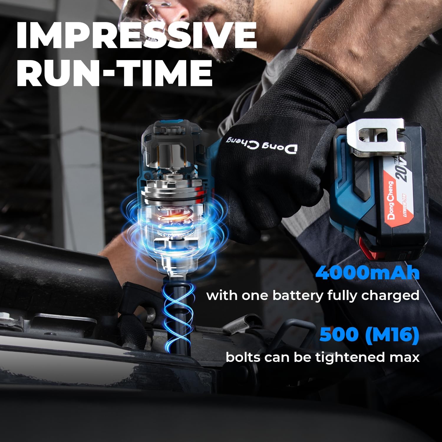 Thumbnail 4 de Dong Cheng 20V Brushless Impact Wrench (Max 488Nm / 360 ft-lbs) with 3-Speed Control – 1/2 inch Kit