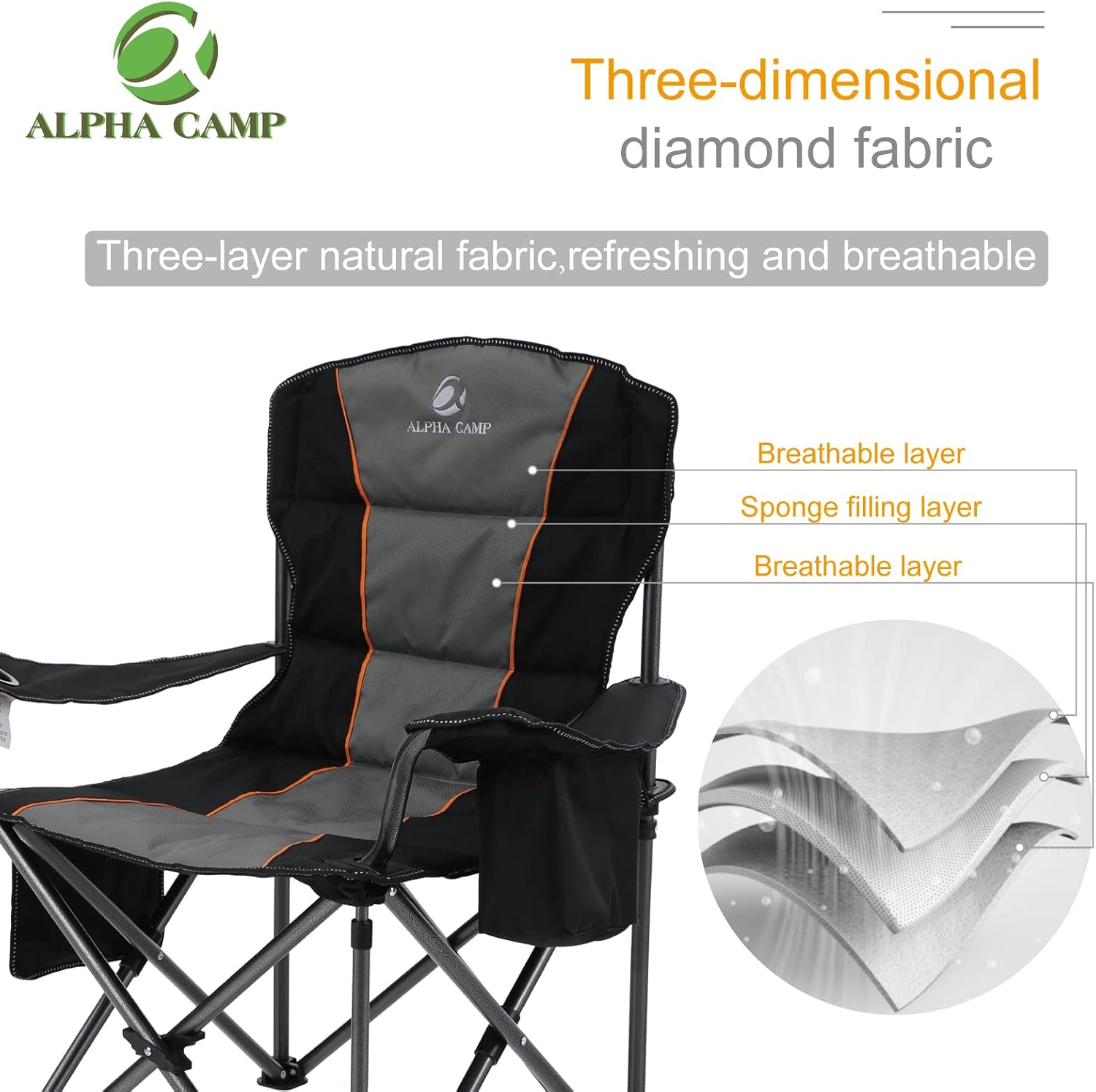 Detalle de ALPHA CAMP Oversized Camping Folding Chair 450 lbs