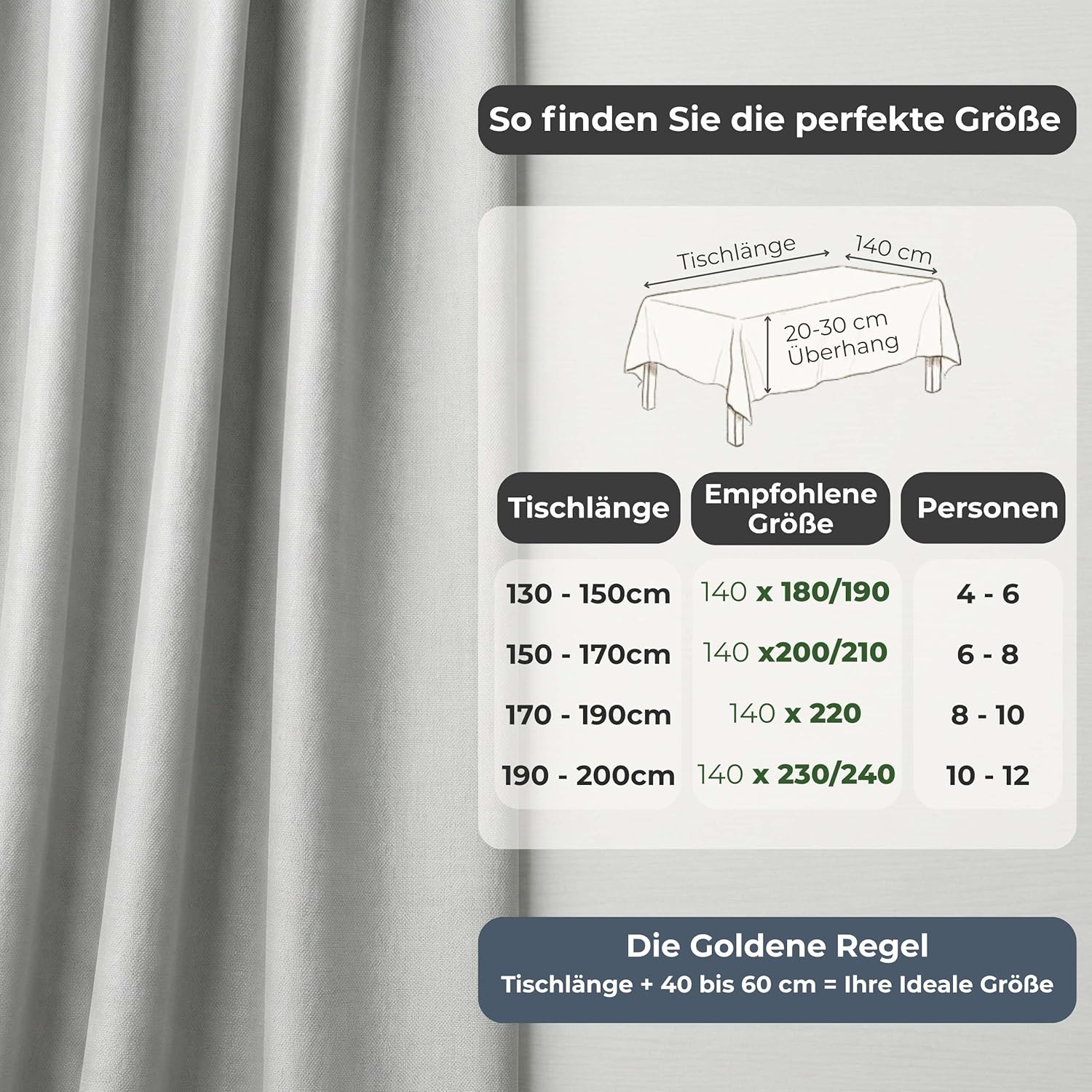 Thumbnail 6 de Artwelt Wachstuchtischdecke abwaschbar aus PVC für Outdoor & Balkon (220×140 cm, Silver Grey)