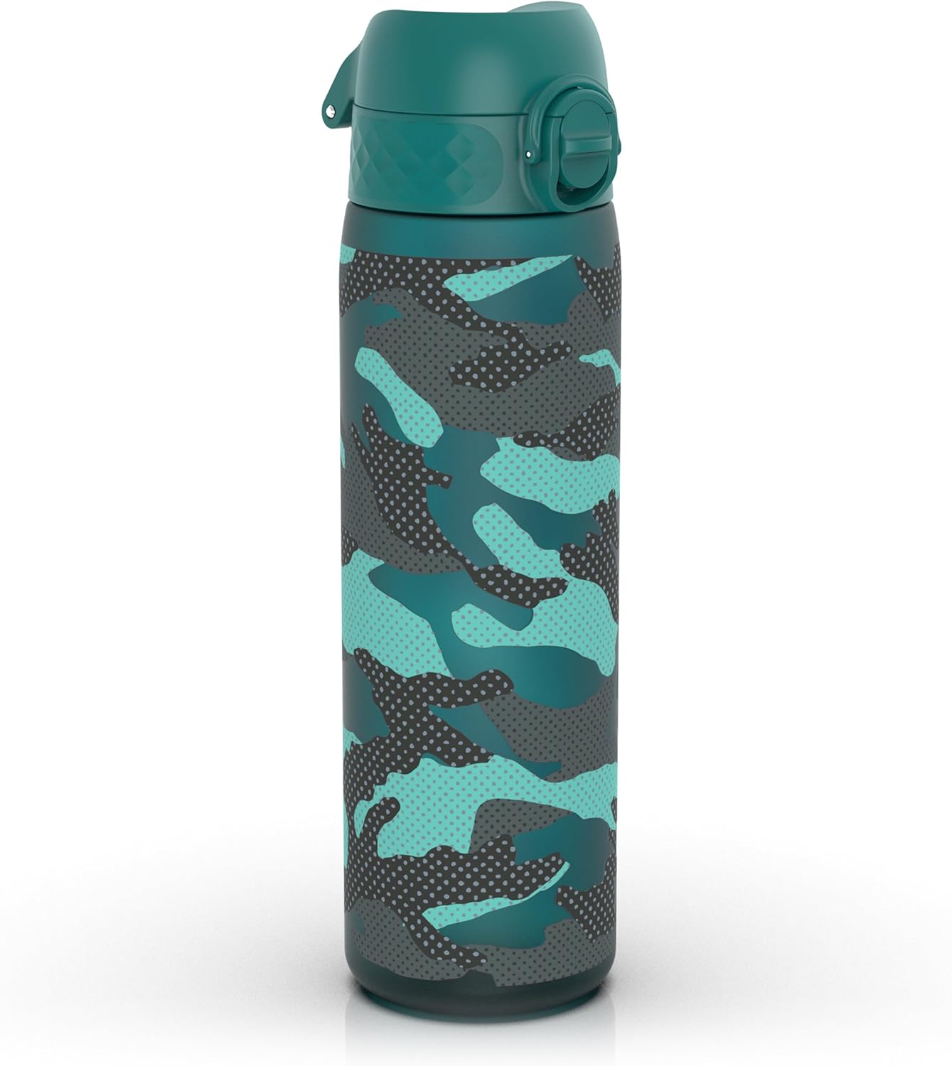 Detalle 2 de Ion8 Water Bottle 500ml/18oz – Slim, Leak-Proof, BPA-Free (Aqua, Camo)