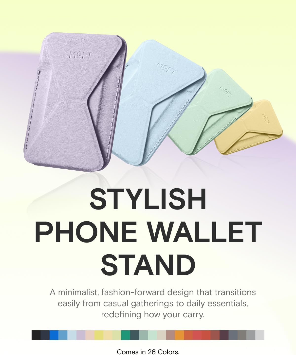 Detalle de MOFT Magnetic Wallet Stand for iPhone 12–17 Series (Peony) — MagSafe Wallet, Foldable Stand, and Grip