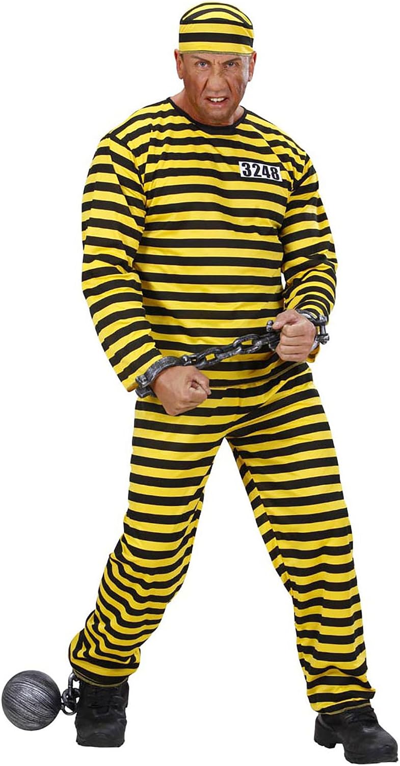 W WIDMANN MILANO Party Fashion – Costume prisonnier jaune et noir (taille XL)