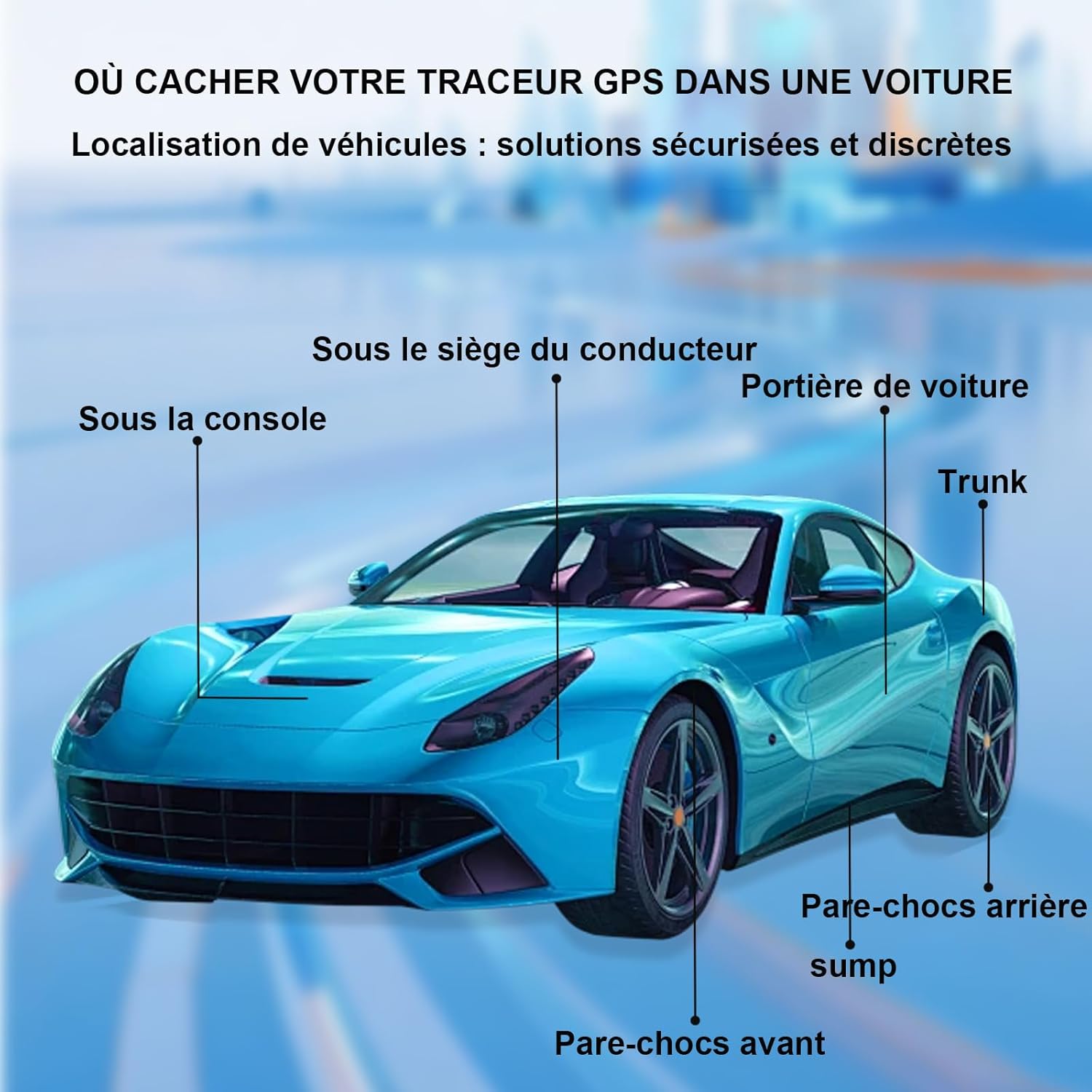 Detalle de Traceur GPS Voiture Magnétique – Traceur sans abonnement, IP67, Bluetooth et localisation en temps réel