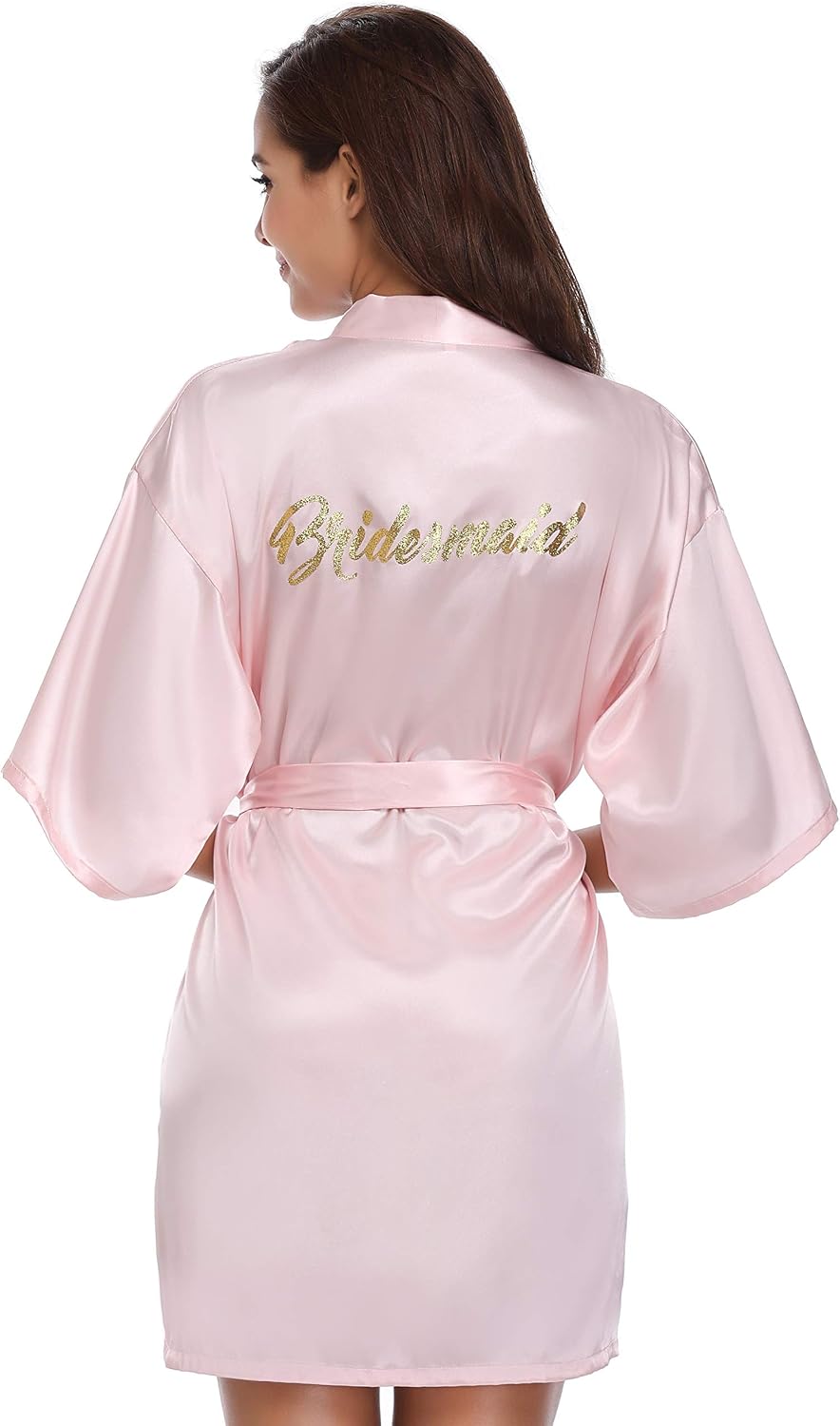 Detalle de Vlazom Peignoir en satin pour mariage : kimono robe de chambre type peignoir de demoiselle d’honneur
