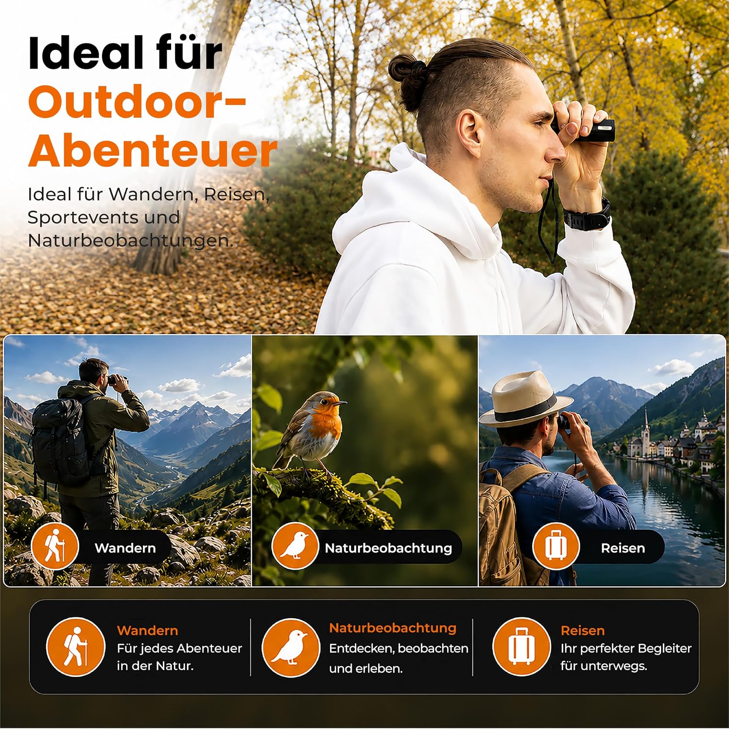 Thumbnail 5 de Technaxx TX-176 Monokular 10x25 – kompakt für Wandern, Jagd und Vogelbeobachtung