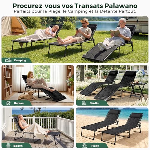 Thumbnail 8 de Palawano Transat de Jardin Extérieur Pliable et Rembourré 190 × 70 cm