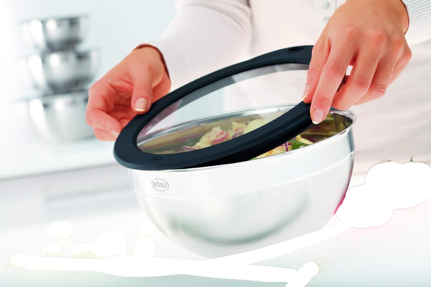 Detalle 2 de Rösle 15726 Tapadera de Cristal Acero Inoxidable 28 cm 🥘