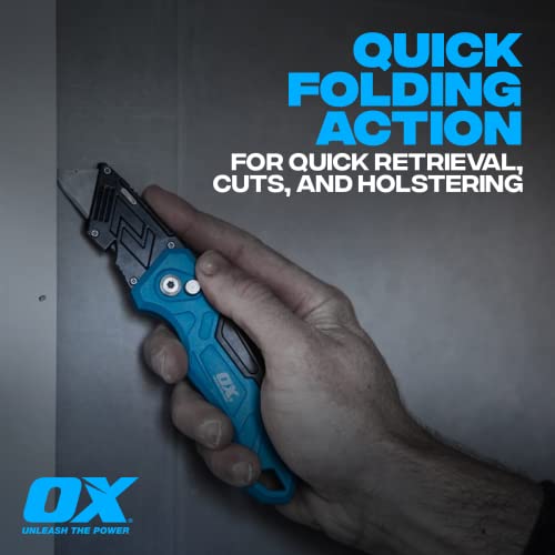 Detalle de OX Tools P224301 Pro Heavy Duty Fixed Blade Folding Knife, Blue / Black