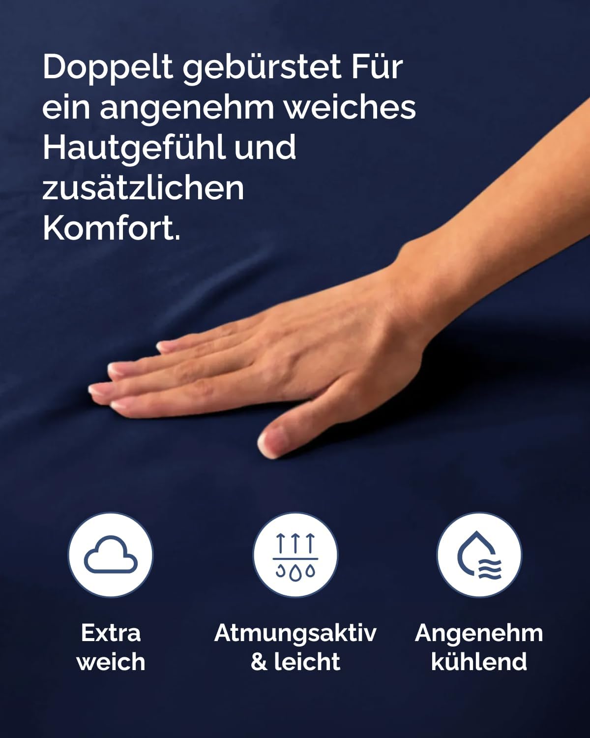 Detalle 1 de Spannbettlaken 200x200 cm Marineblau – extra tief bis 40 cm, Mikrofaser, knitterfrei & Oeko-TEX