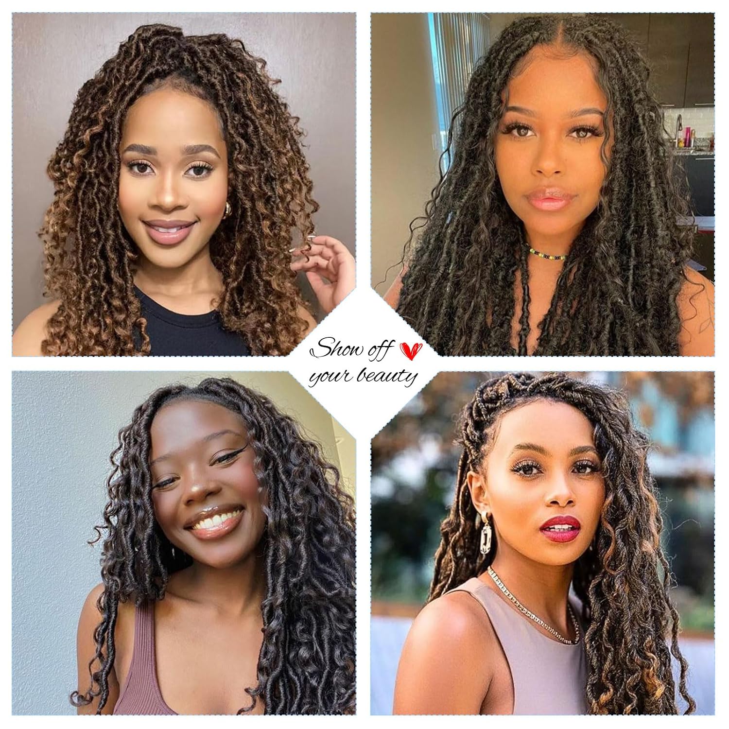 Thumbnail 1 de 8 Packs Boho Faux Locs Crochet Hair – Pre-Looped Goddess Locs, 14 Inch with Curly Ends for Black Women