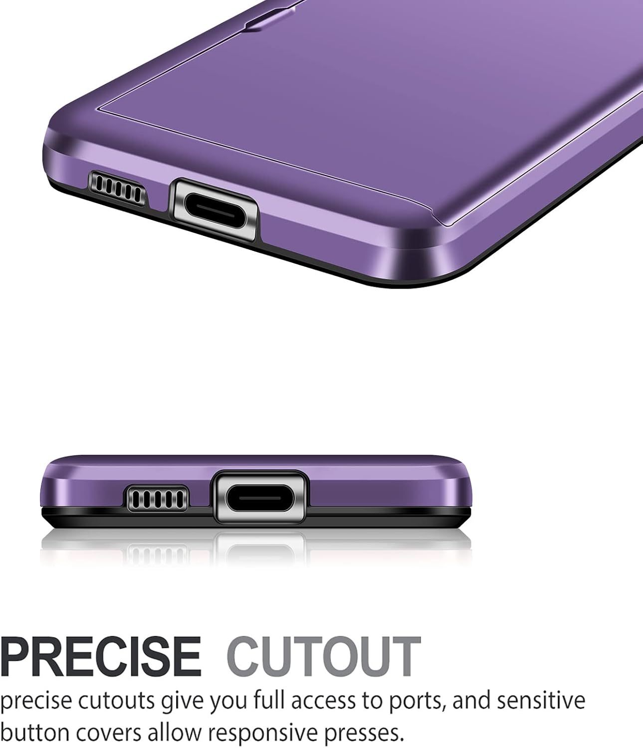Detalle 2 de Coolden Samsung Galaxy S22 Wallet Case (Grey Purple) – card holder, shockproof hybrid protection
