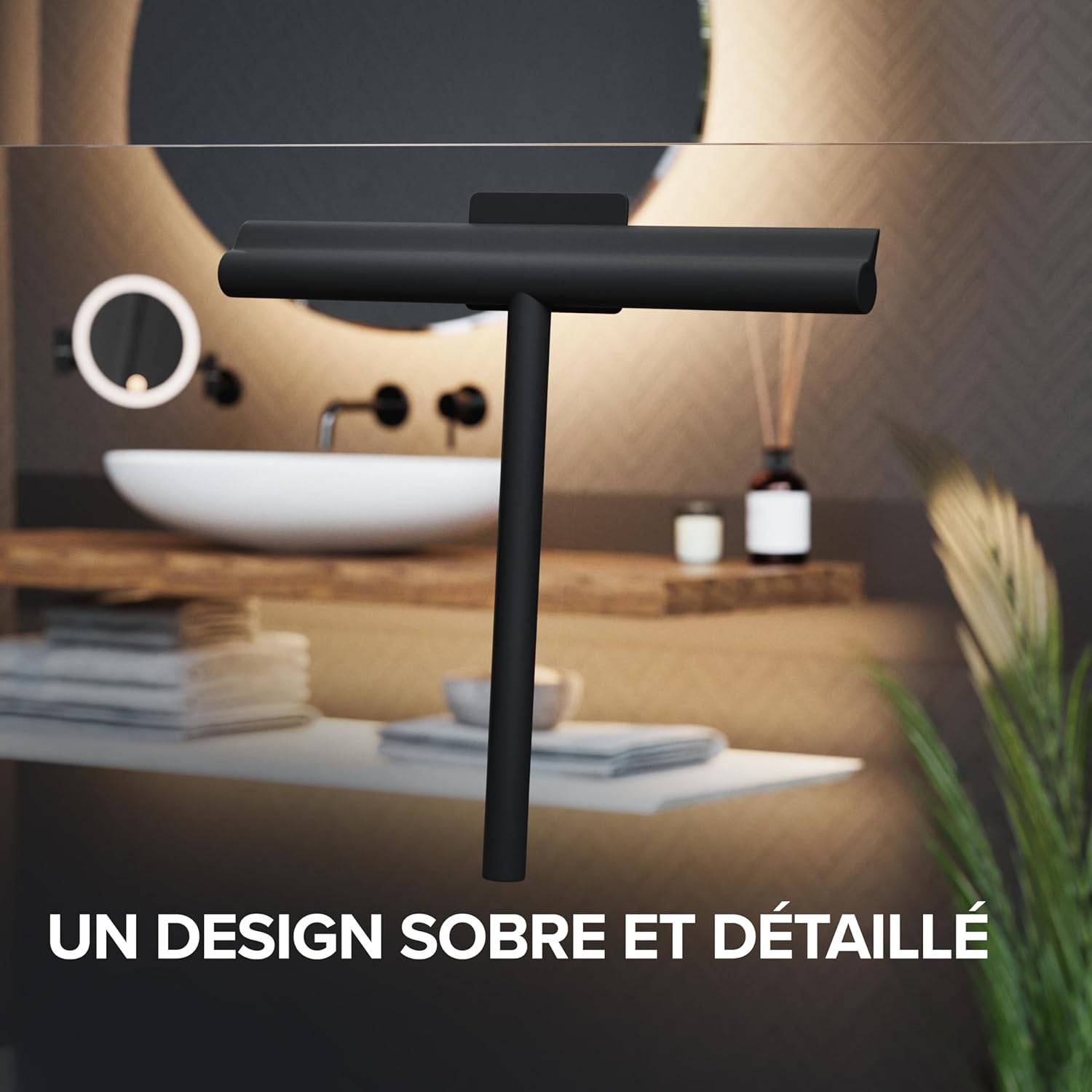 Thumbnail 4 de ovimar Raclette de Douche Tomma Magnétique – Silicone avec Noyau en Acier, 23,5 cm, Noir