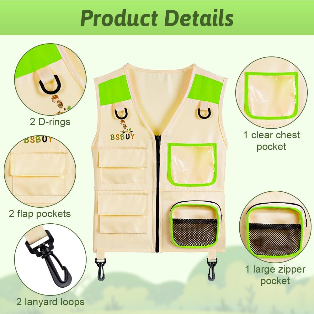 Thumbnail 2 de BSBUY Kids Explorer Kit Outdoor Adventure Set (4-piece dress-up with magnifying glass & insect net)