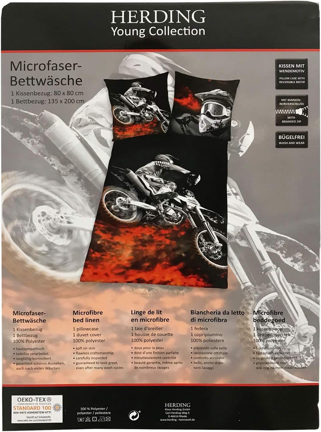 Detalle 1 de Herding 4859214050 – Juego de Cama Motocross 🏍️ Multicolor